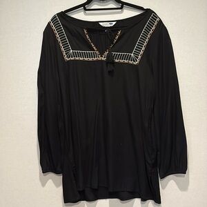 Old Navy - "The Tunic Shirt", long sleeve blouse, top. Black. Size Large TALL